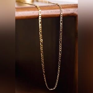 18K Gold Plated Figaro Small Link Chain Necklace, 20” and 24”